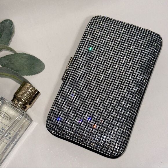 Judith Leiber Swarovski Crystal Evening Bag Clutch with Chain Mirror Comb Glam - Picture 2 of 16